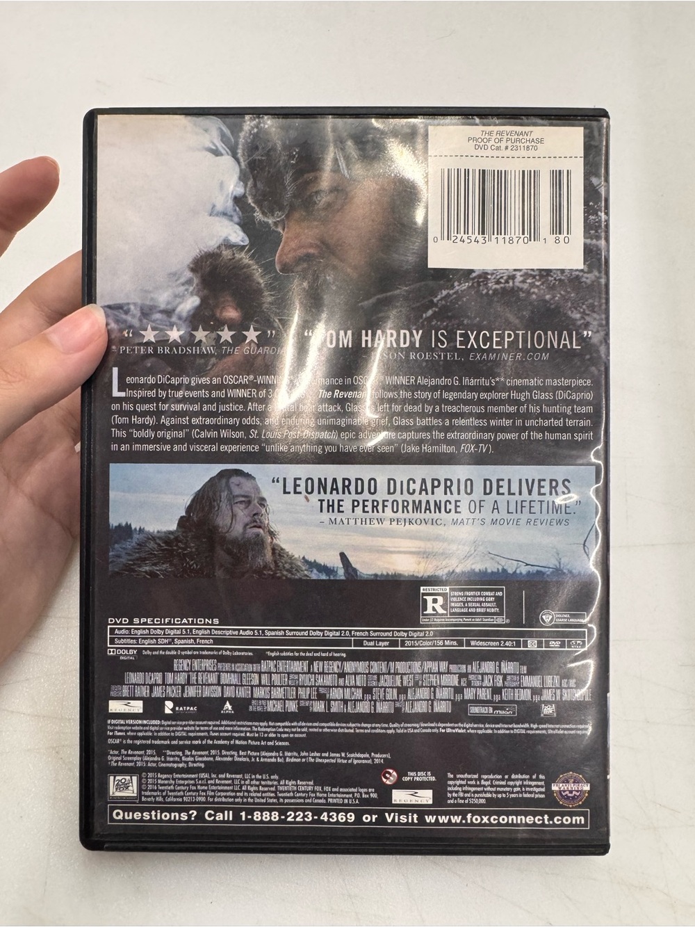 The Revenant DVD 2016 Leonardo DiCaprio Tom Hardy Adventure Drama Film Tested - Picture 2 of 3